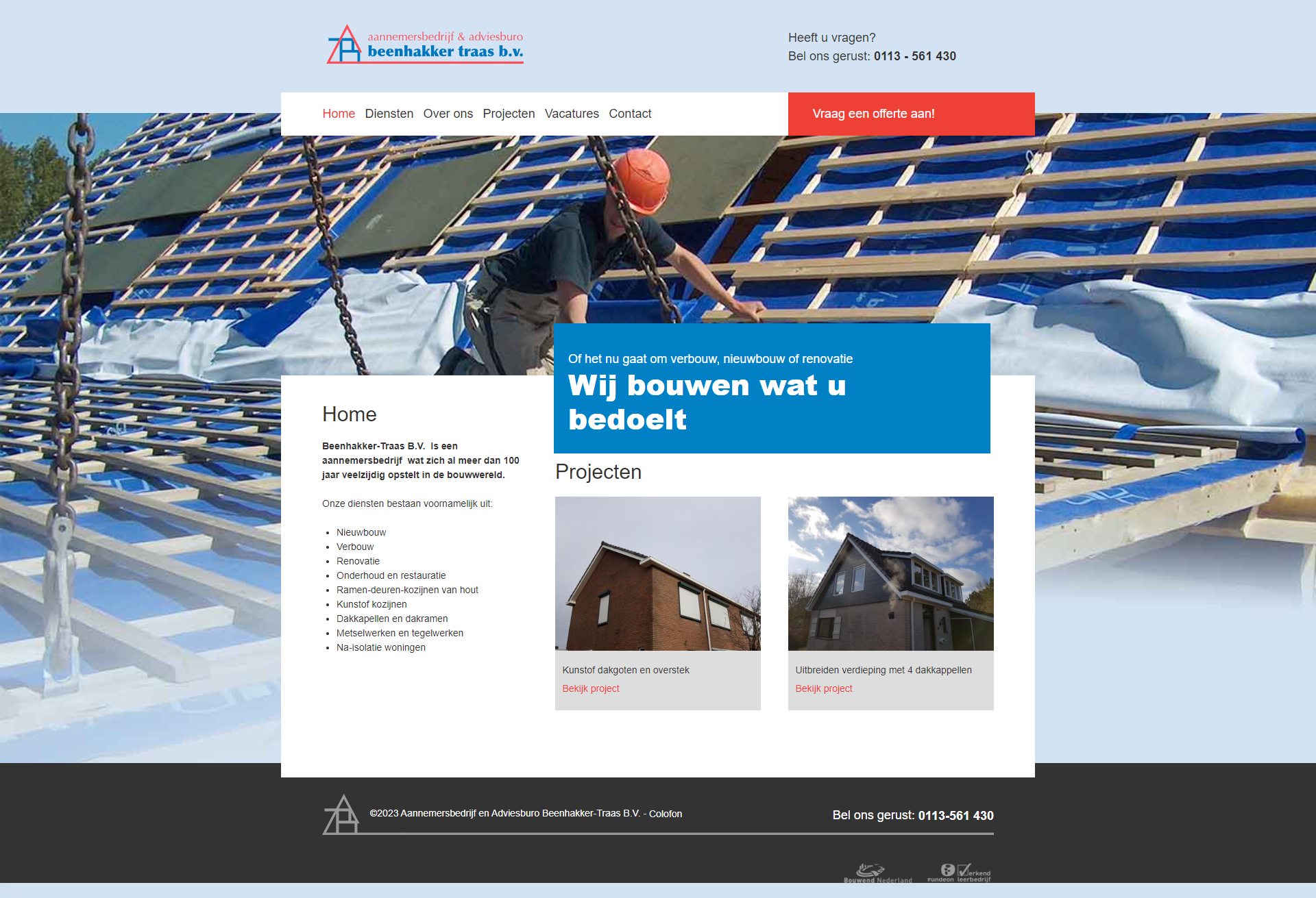 Oude website Beenhakker Traas